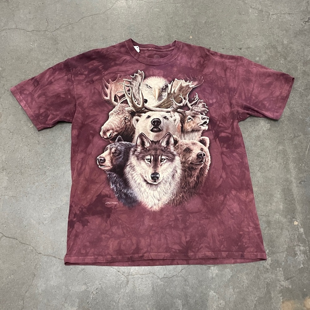 Y2K 2000s The Mountain T-Shirt Animal Tee Eagle Wolf Polar Bear Mens Size XL